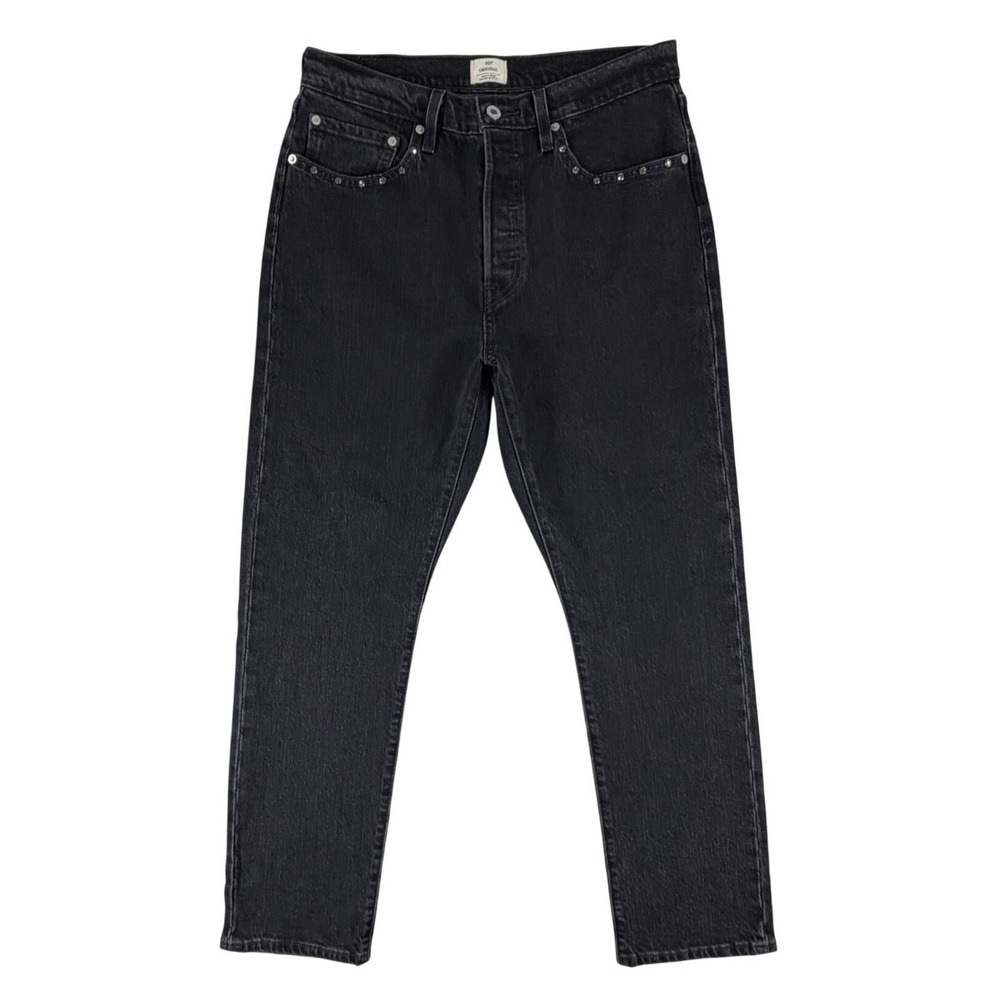 Levis 501 Original Womens 31 Studded Rhinestone Pocket Straight Leg Jeans Black
